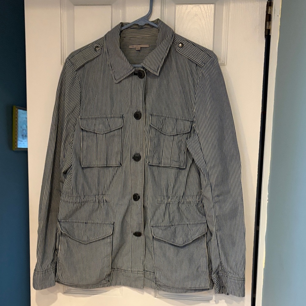 GAP Vintage Women’s Striped Military Jacket - Navy and White